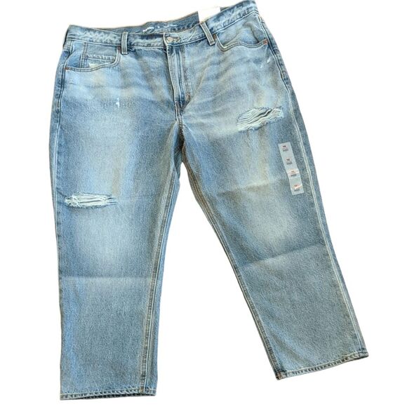 Old Navy slouchy straight high rise cropped distressed jean women's size 16 - Picture 1 of 11